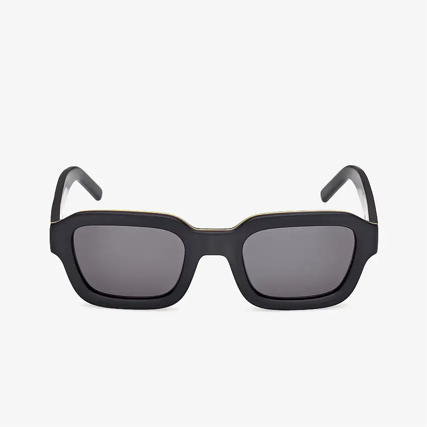 Occhiali da sole unisex in acetato geometrico grigio con dettaglio nastro K-Way