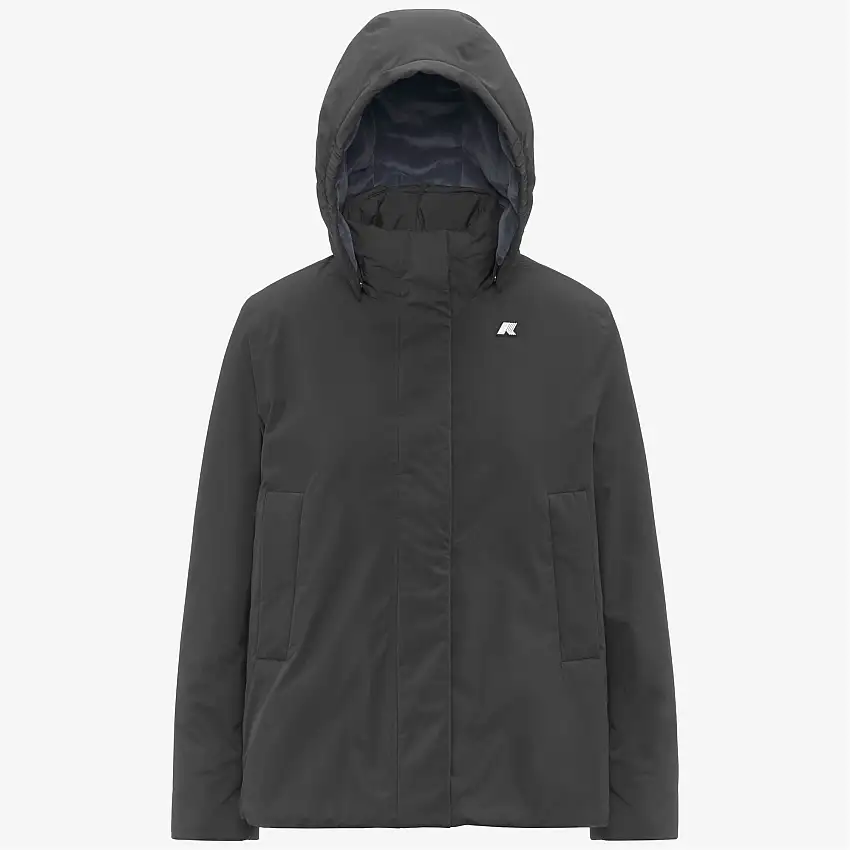 Giacca corta impermeabile da donna nera con imbottitura PrimaLoft