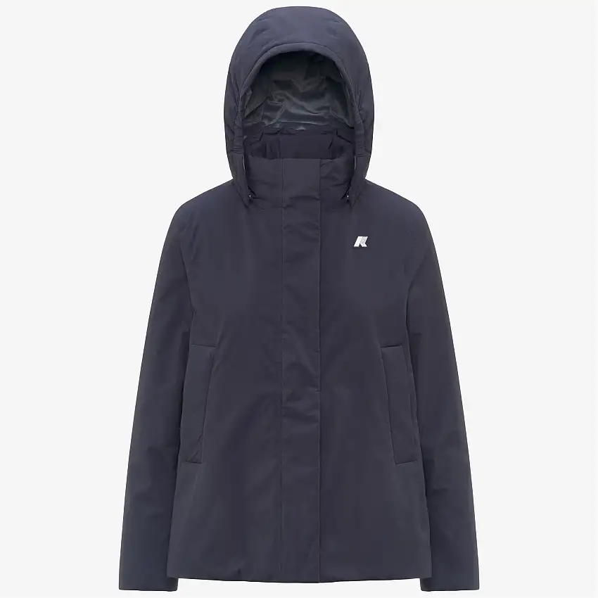 Giacca impermeabile corta da donna blu con imbottitura PrimaLoft