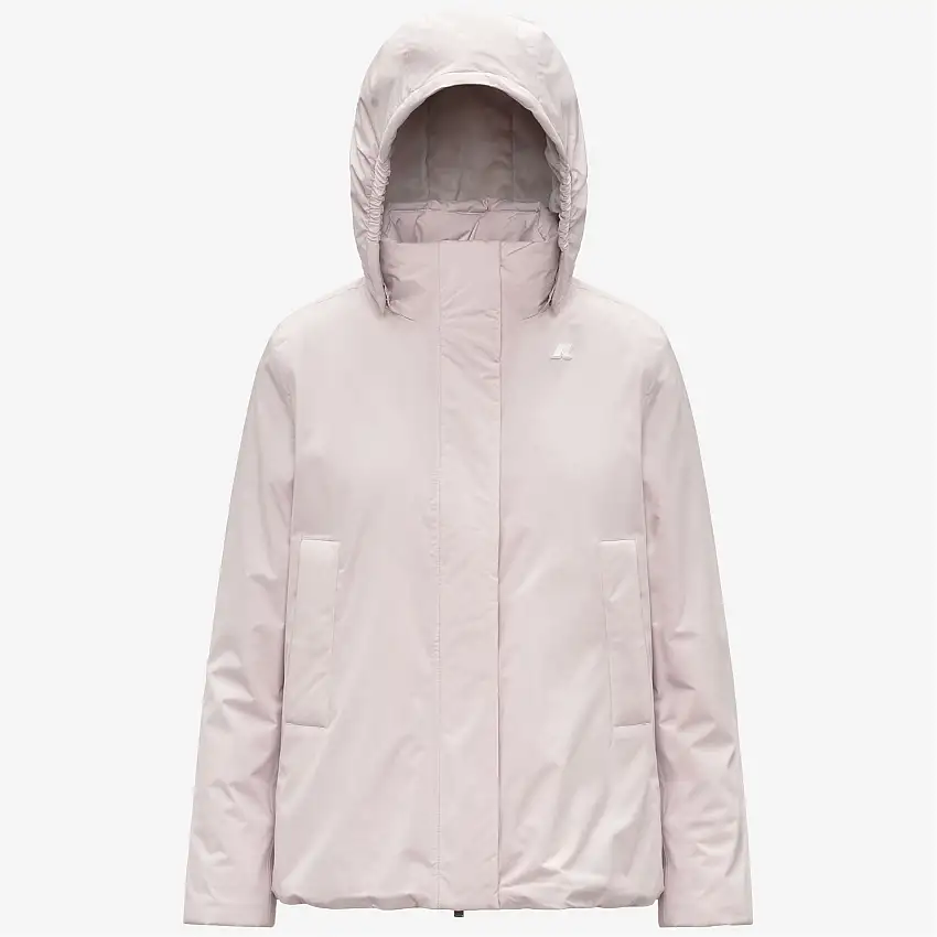 Giacca corta impermeabile grigia da donna con fodera in pelliccia sintetica