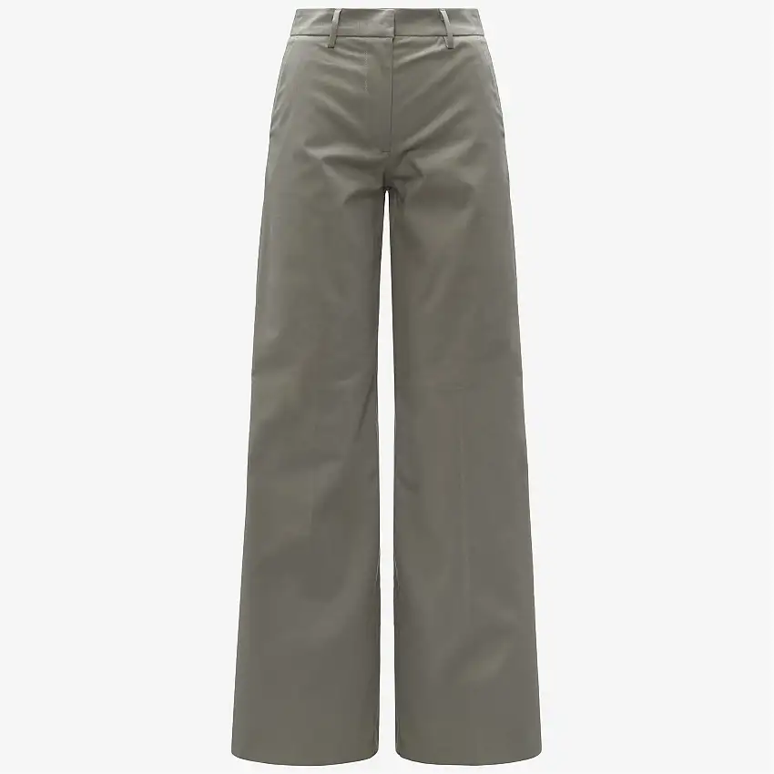Pantaloni chino a gamba larga da donna verdi con gabardine elasticizzato
