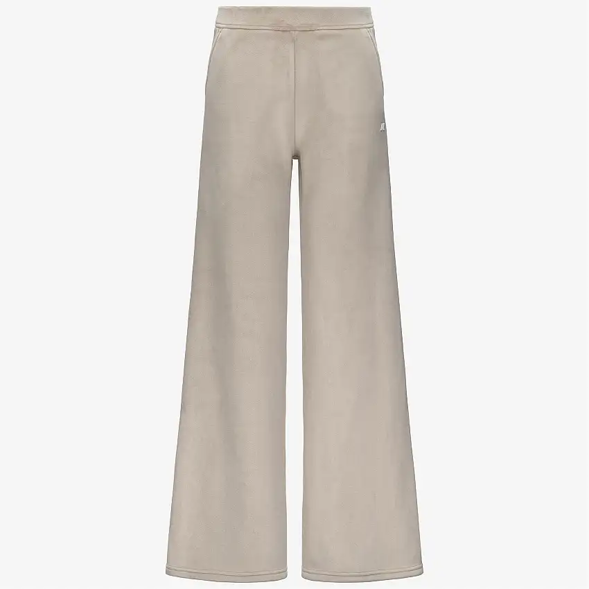 Pantaloni sportivi svasati beige da donna con fodera in sherpa