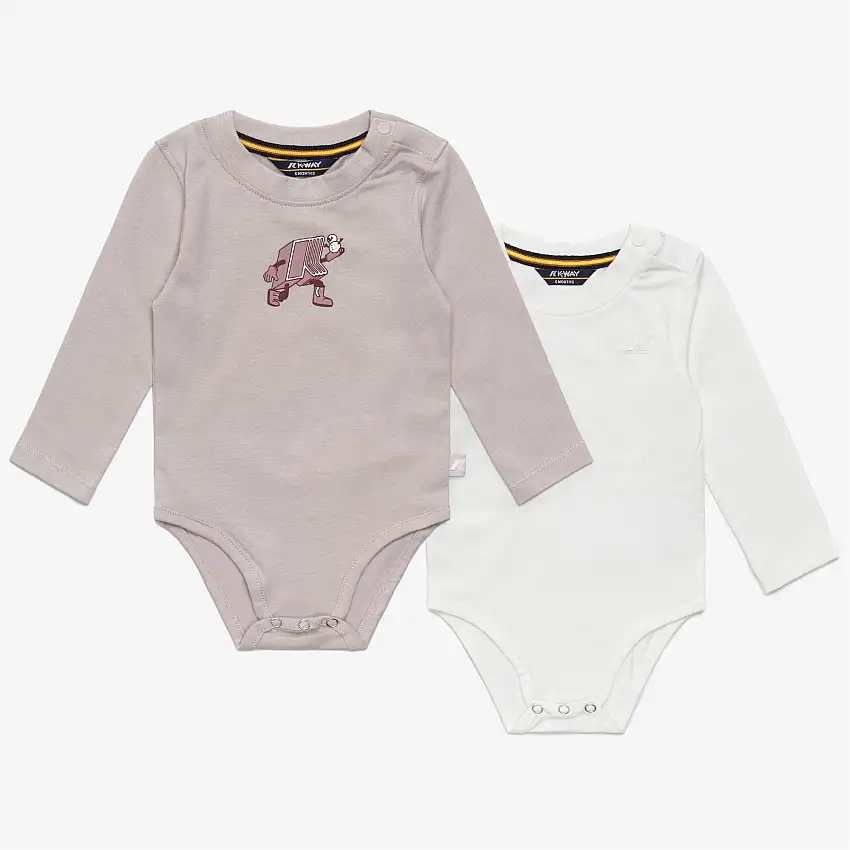 Confezione da 2 body a maniche lunghe unisex per bambini, modello White Peach