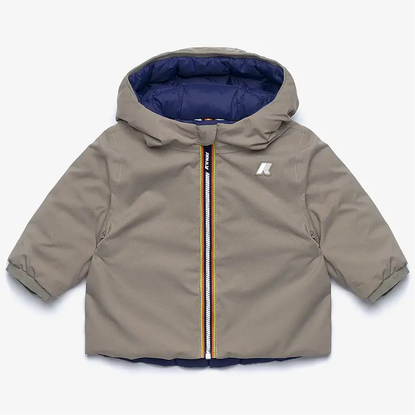 Giacca termica corta reversibile unisex verde e blu per bambini