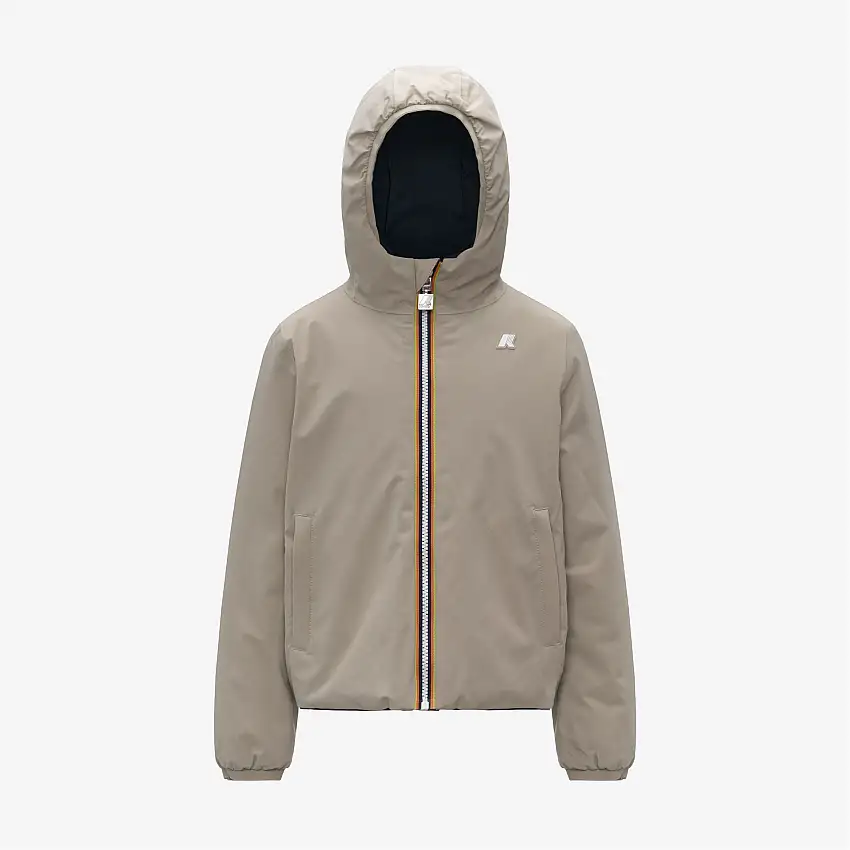 Giacca corta imbottita reversibile beige per ragazzi