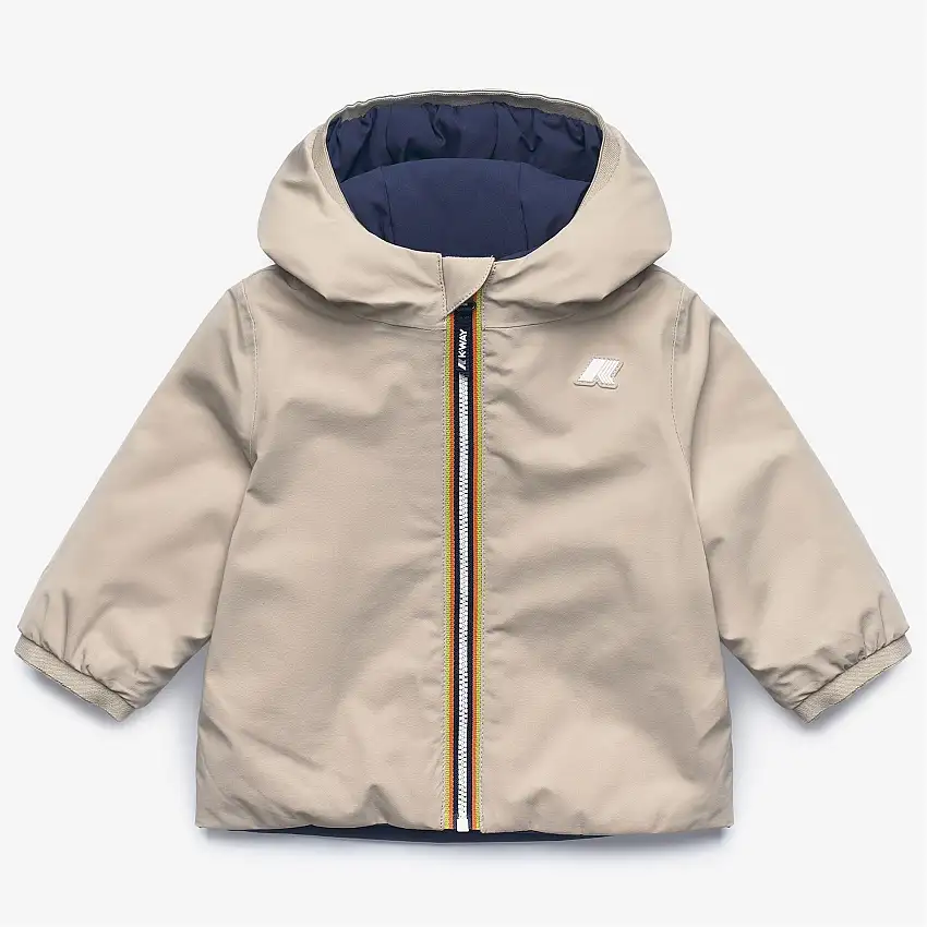 Giacca corta reversibile unisex beige per bambini con imbottitura sintetica