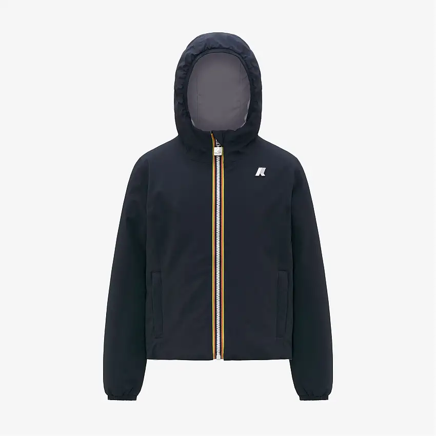 Giacca corta reversibile isolante blu-viola per bambina