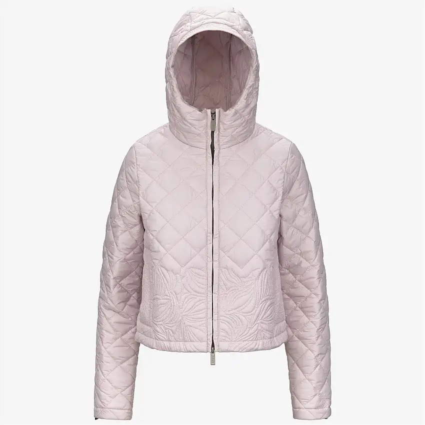 Elegante giacca corta da donna grigia con ricamo floreale