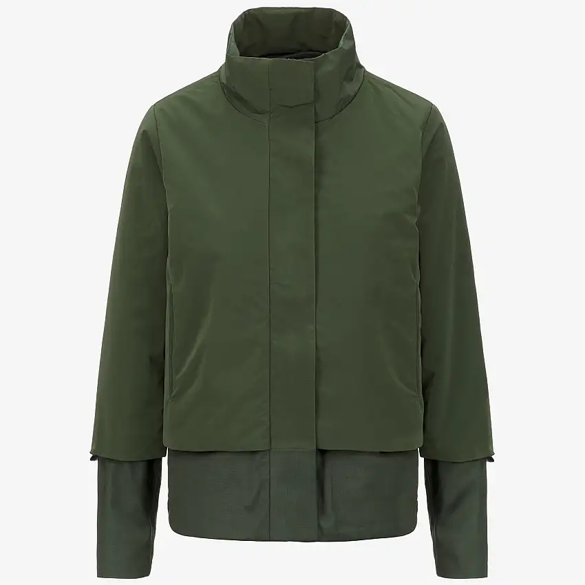 Giacca ibrida corta da donna verde in misto lana e nylon