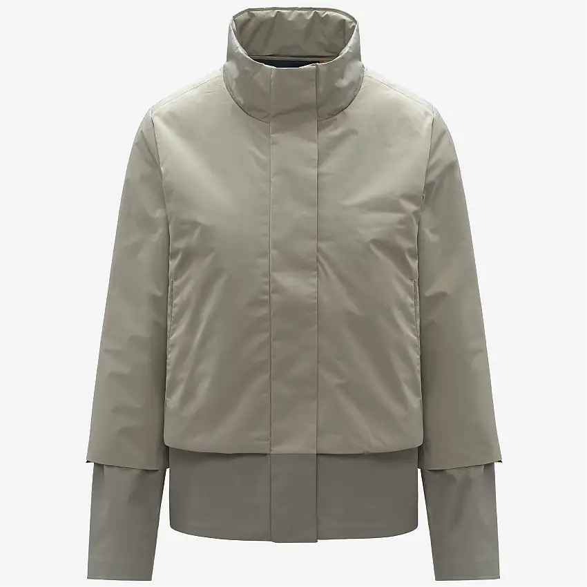 Giacca ibrida corta da donna verde con misto lana e nylon