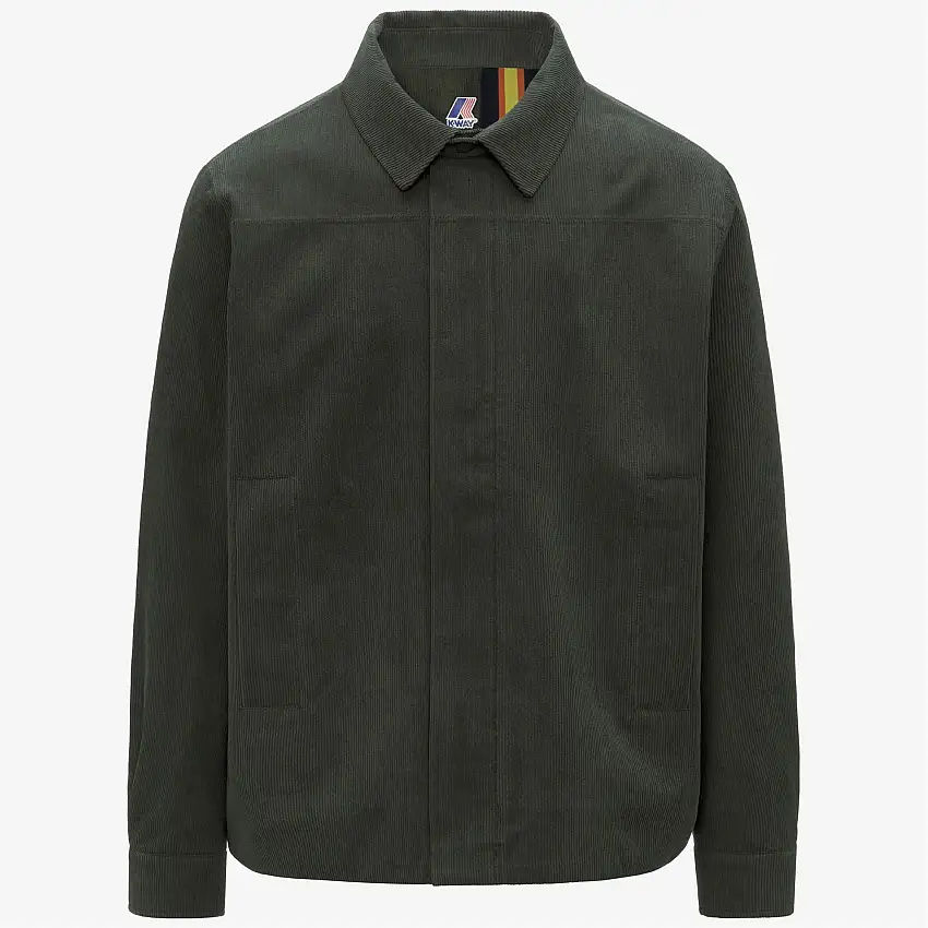 Giacca overshirt da uomo in velluto a coste verde con imbottitura PrimaLoft