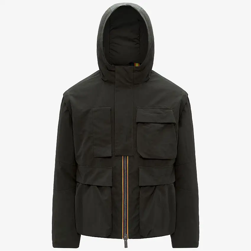 Giacca corta urbana da uomo verde con fodera in pelliccia sintetica