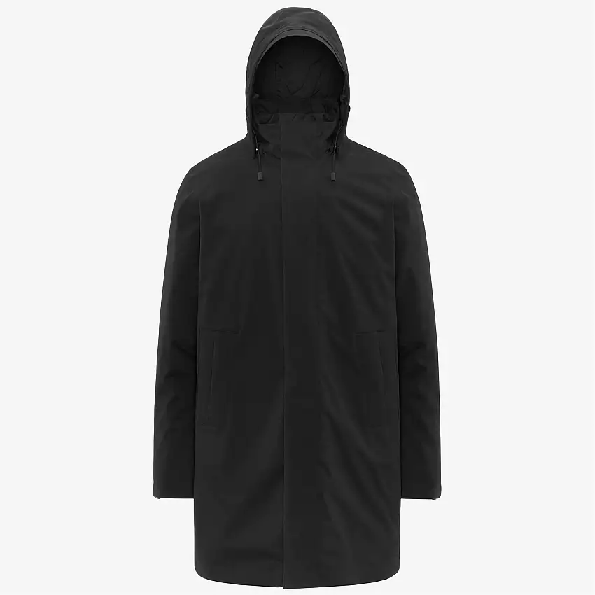 Giacca invernale imbottita da uomo nera a 3/4 di lunghezza