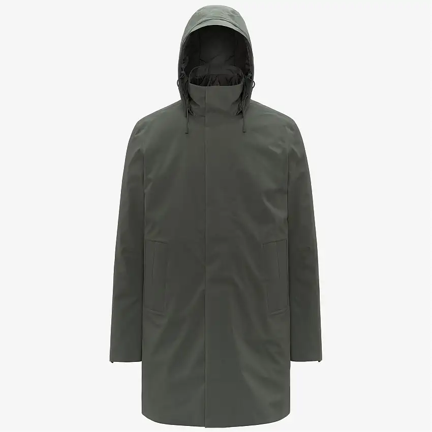 Giacca invernale imbottita da uomo verde nera a 3/4 di lunghezza