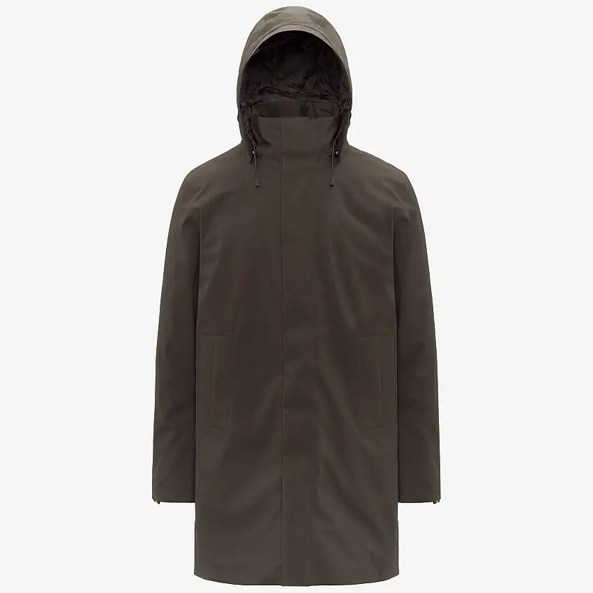 Giacca invernale imbottita da uomo, lunghezza 3/4, colore nero oliva