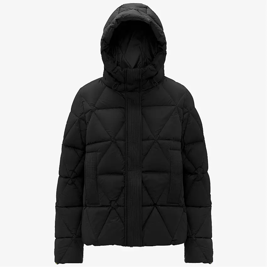 Piumino corto nero da donna con isolamento in piuma