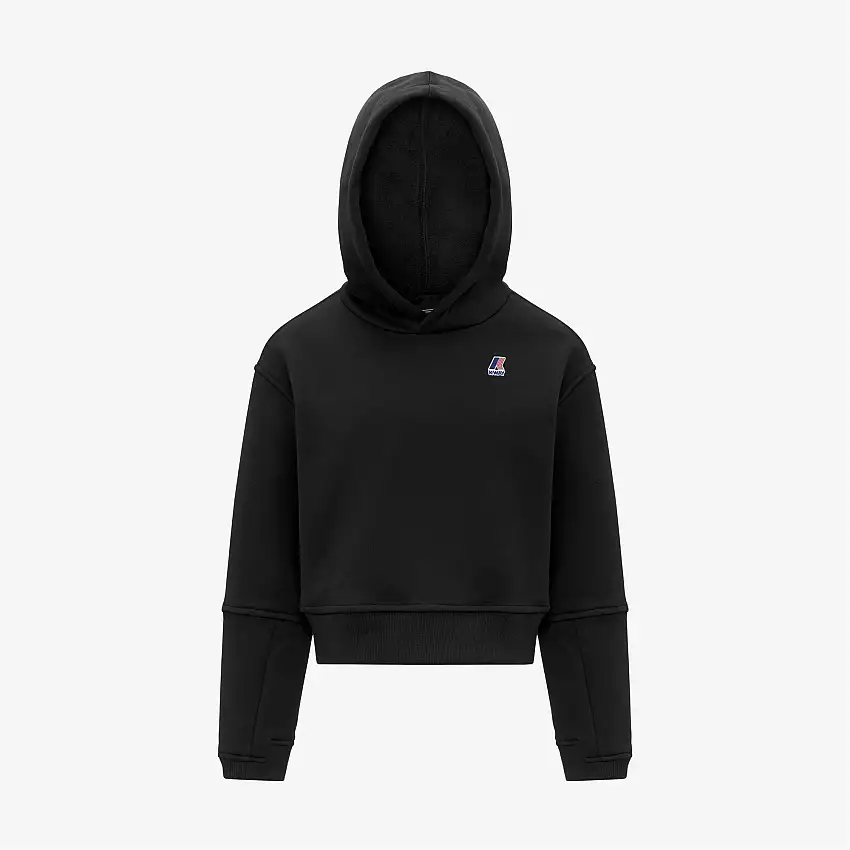 Felpa con cappuccio in pile nera per ragazze per attività all'aperto