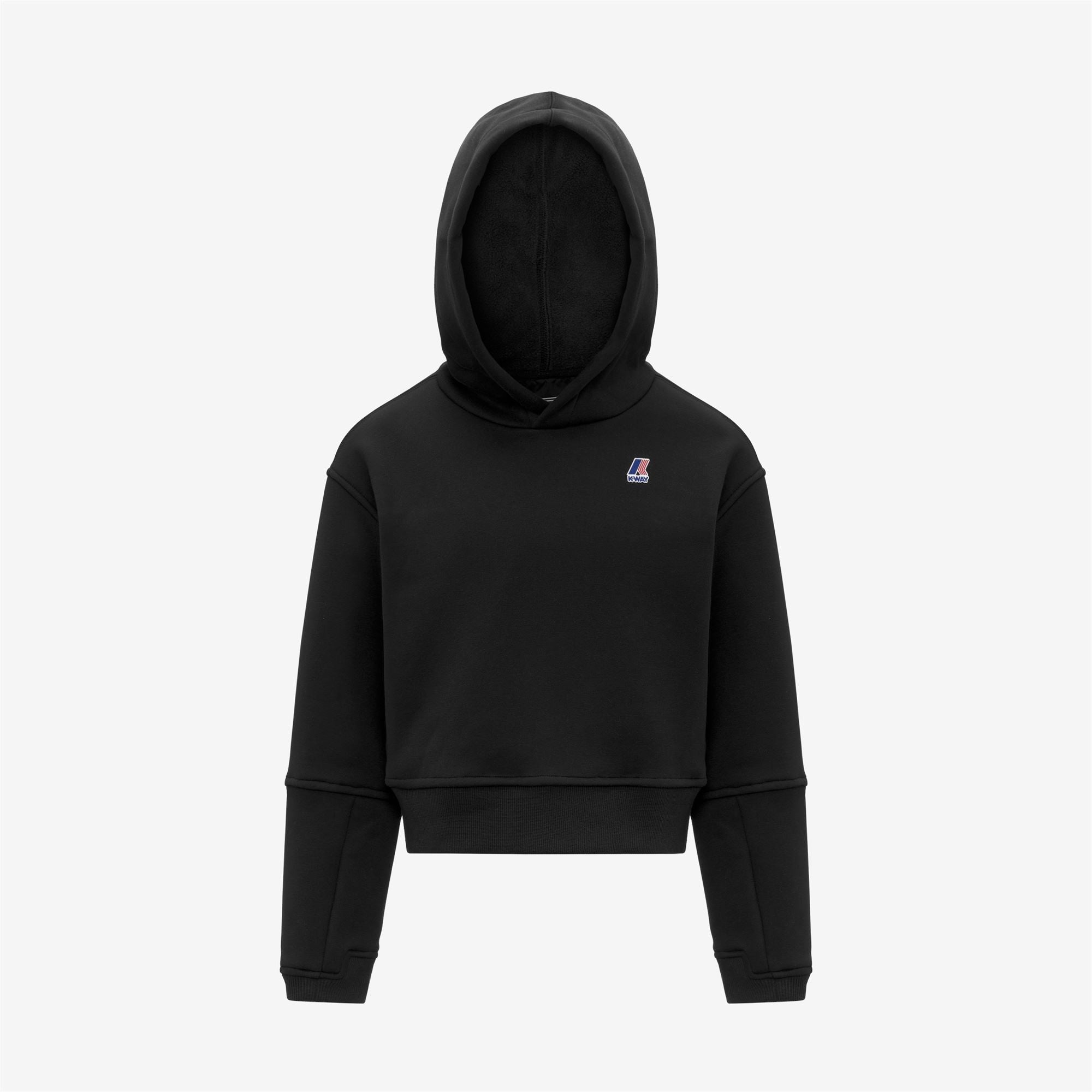 Felpa con cappuccio in pile nera per ragazze per attività all'aperto