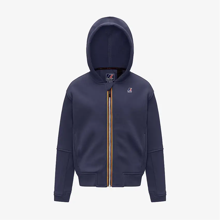 Felpa con cappuccio in pile unisex blu scuro per bambini, ideale per attività all'aperto