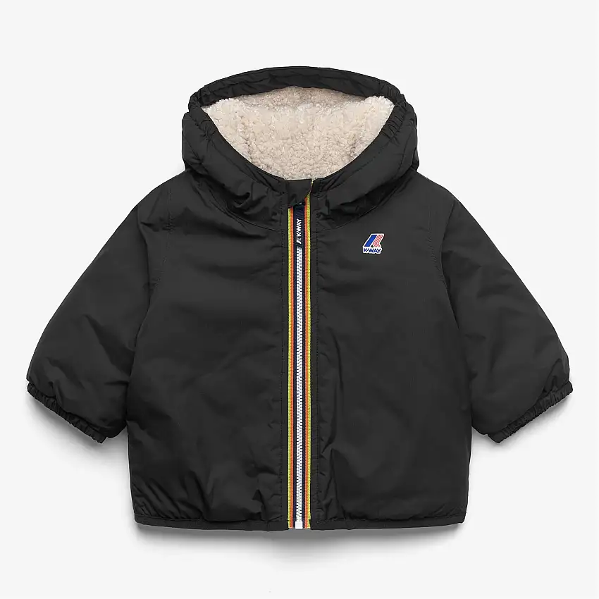 Giacca invernale impermeabile unisex nera per bambini con cappuccio