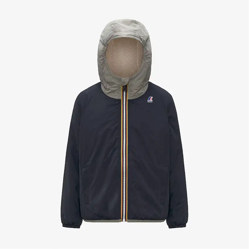 Giacca unisex blu da mezza stagione per bambini con imbottitura in pelliccia sintetica