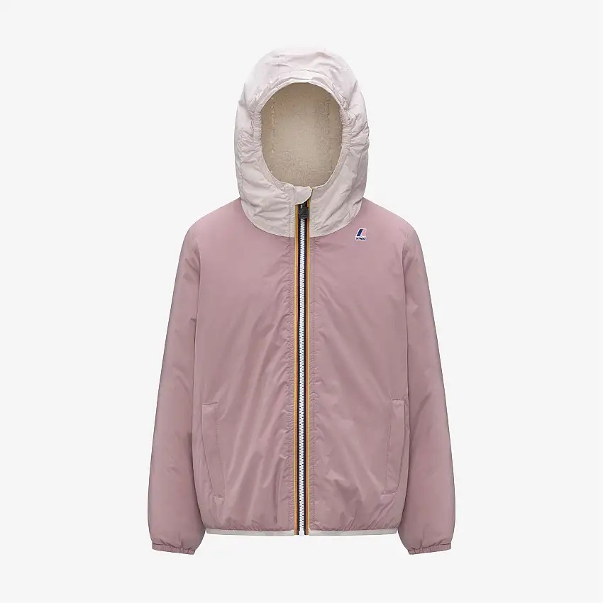 Giacca impermeabile da mezza stagione unisex rosa per bambini con imbottitura