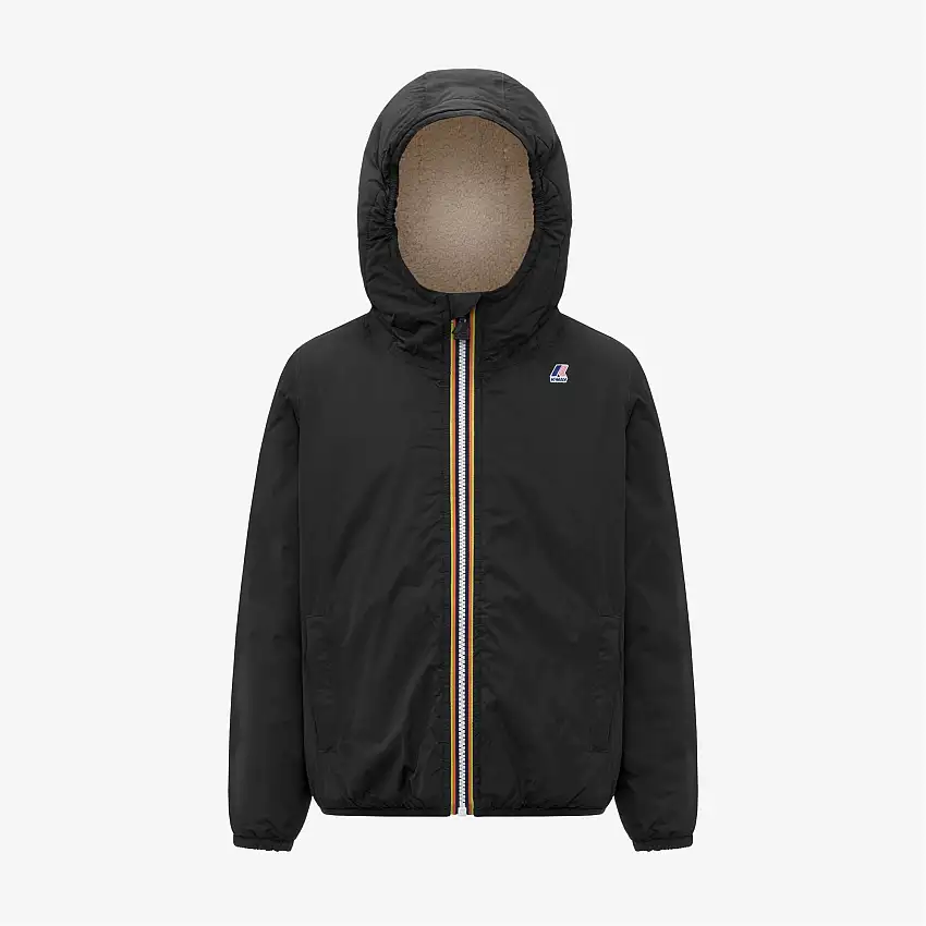 Giacca impermeabile unisex per bambini, nera, di mezza stagione, con imbottitura