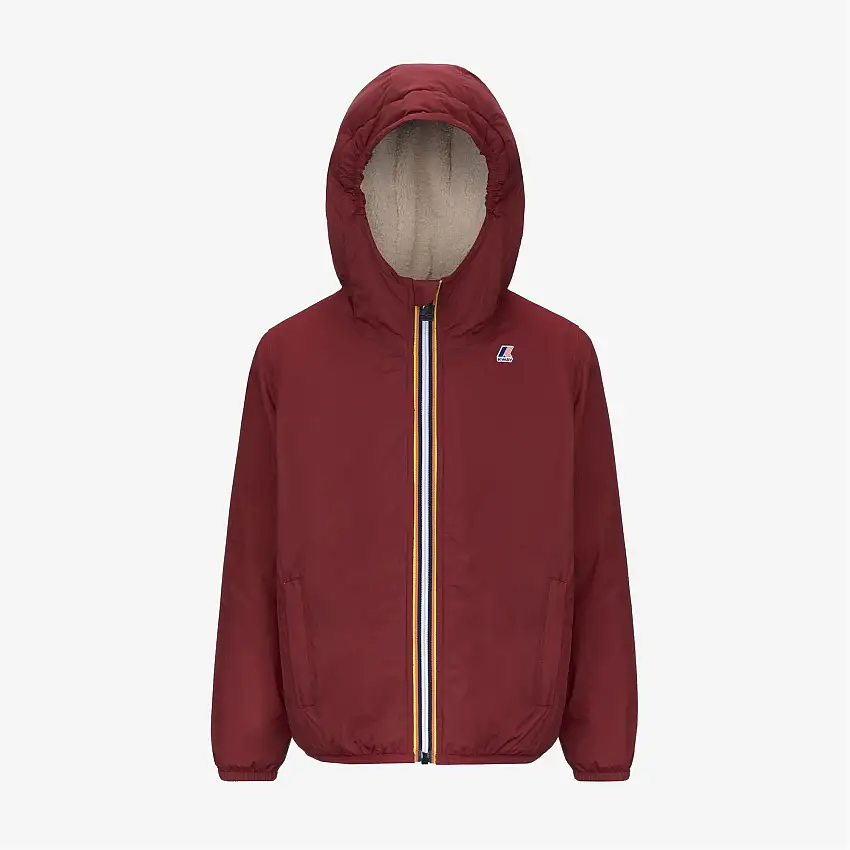 Giacca termica unisex rossa per bambini con fodera in sherpa