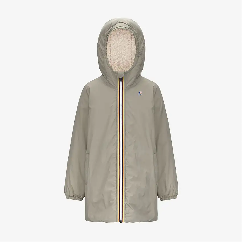 Giacca impermeabile unisex verde per bambini, lunghezza 3/4