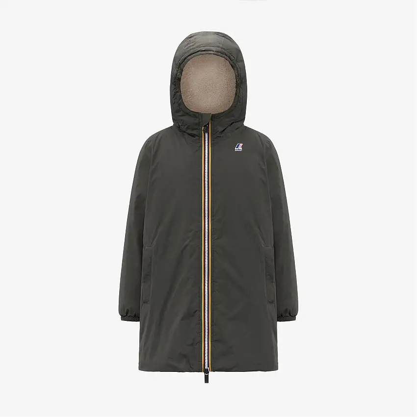 Giacca isolante verde nerastra per bambini, lunghezza 3/4