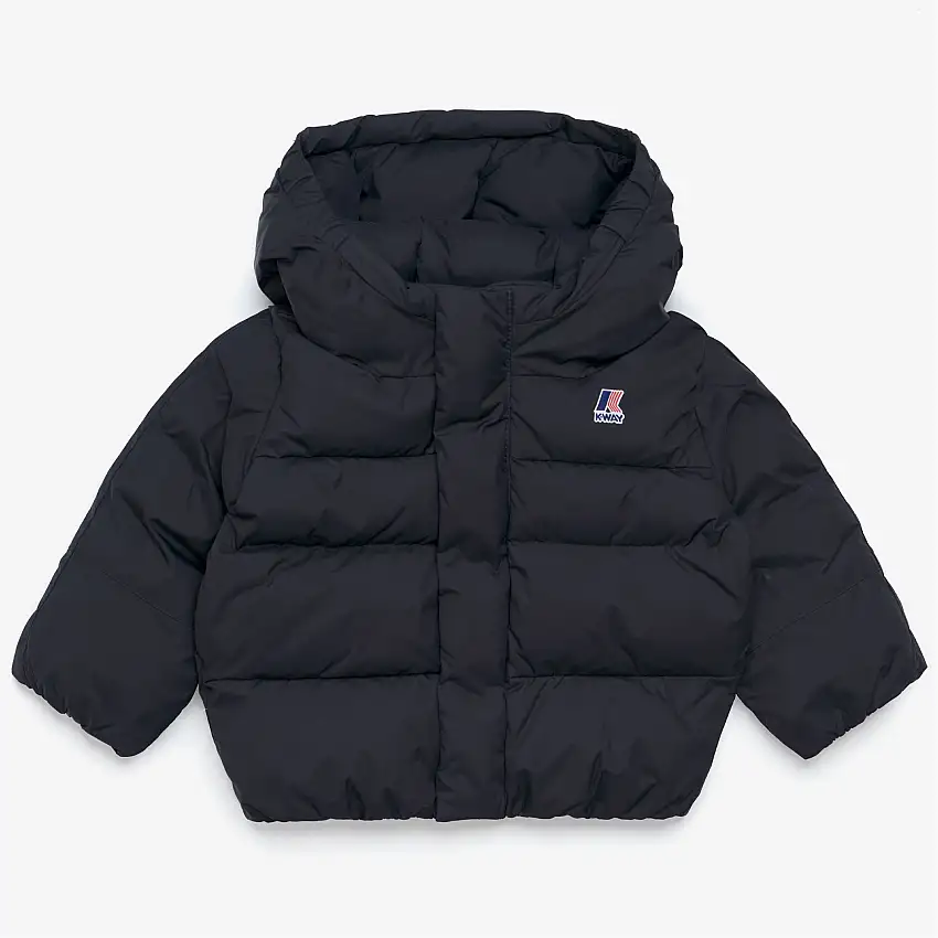 Piumino pesante unisex blu per bambini con cappuccio e imbottitura