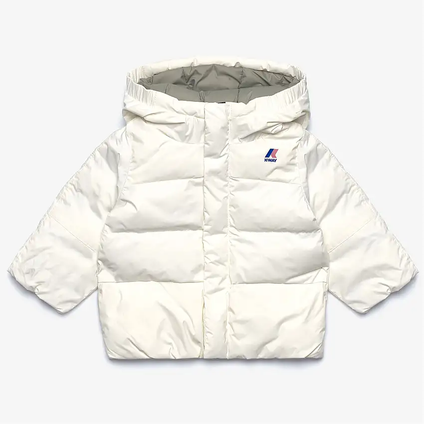 Piumino pesante e caldo unisex bianco per bambini con cappuccio