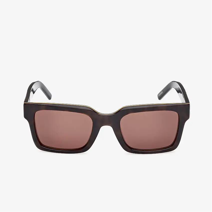 Occhiali da sole unisex in acetato marrone con iconico dettaglio K-Way