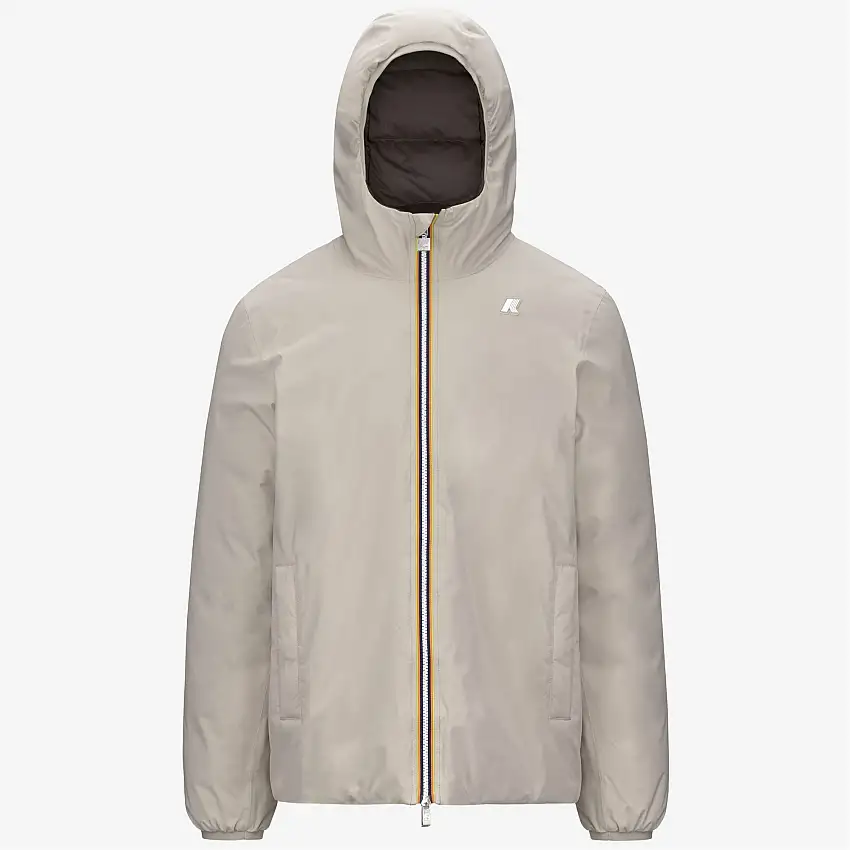 Giacca invernale reversibile da uomo beige con isolamento in piuma