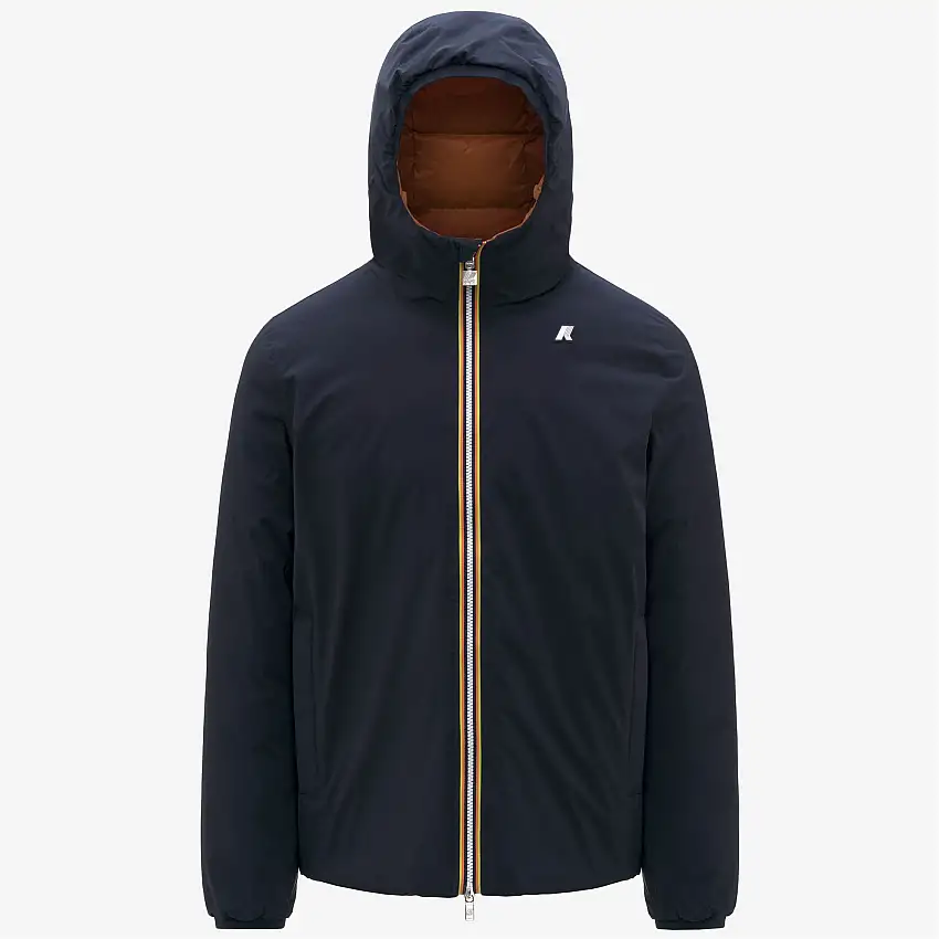 Giacca corta isolante reversibile blu-arancio da uomo