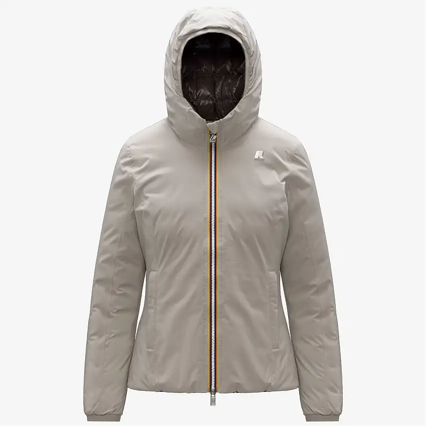 Giacca invernale reversibile da donna beige con isolamento