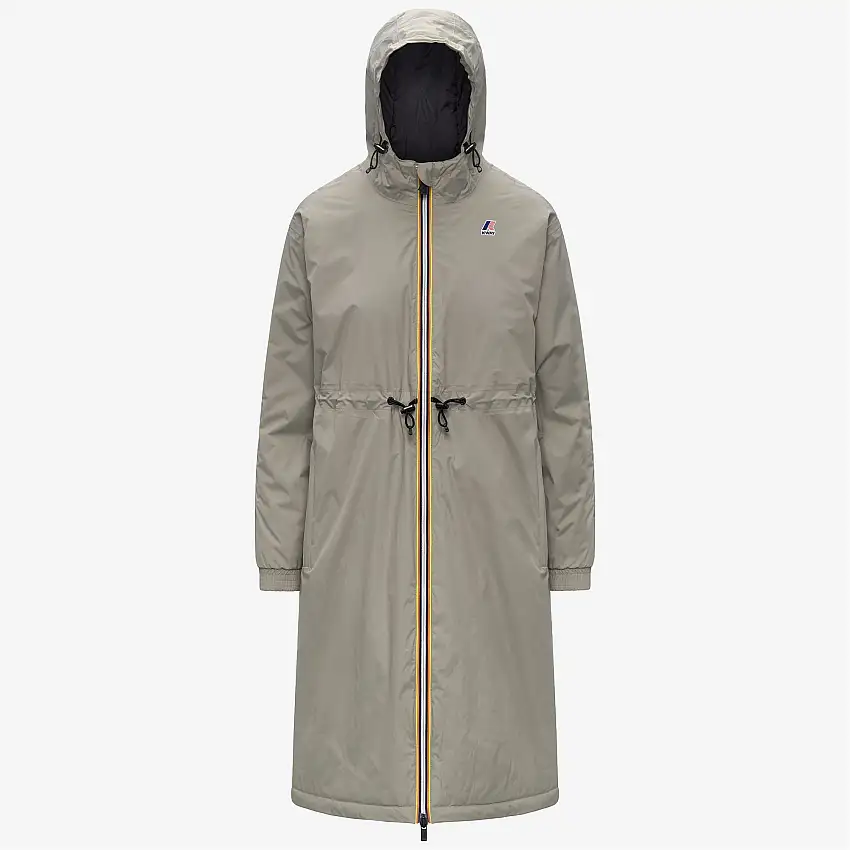 Giacca impermeabile da donna verde lunga 3/4 con imbottitura