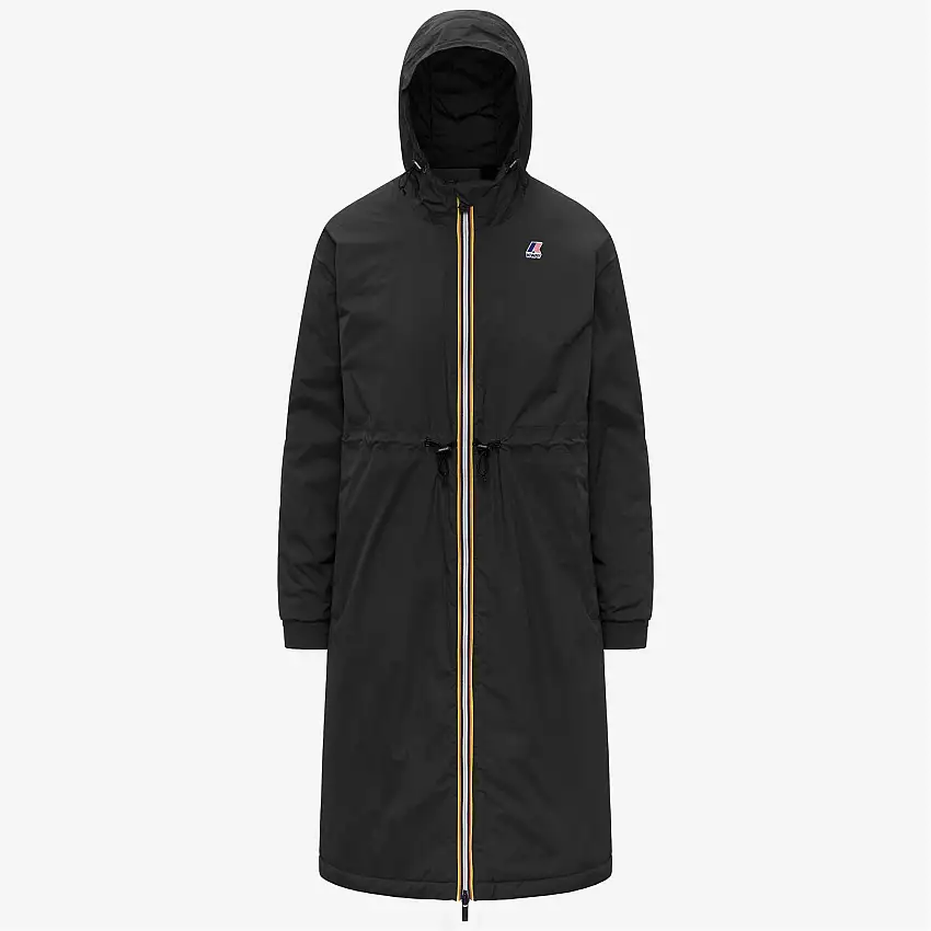 Giacca impermeabile nera da donna a 3/4 di lunghezza con isolamento PrimaLoft