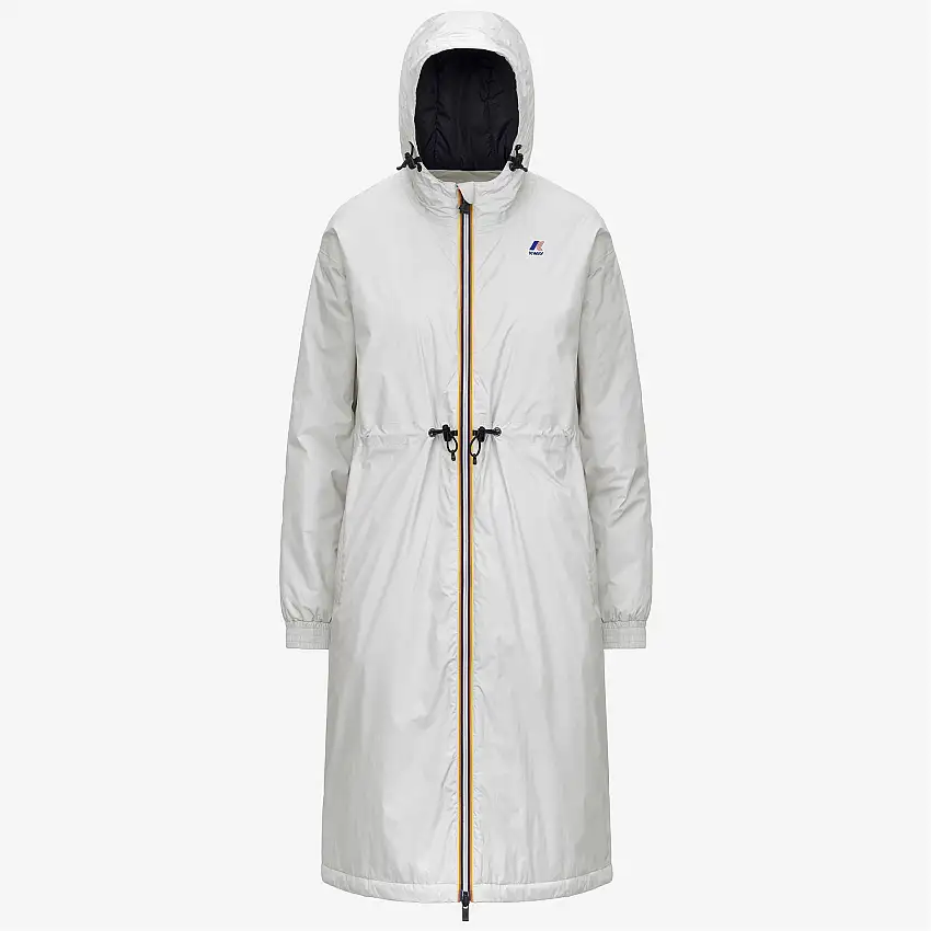 Giacca impermeabile bianca da donna a 3/4 di lunghezza con isolamento PrimaLoft