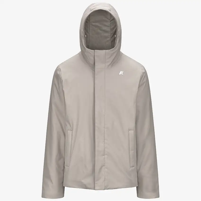 Giacca corta impermeabile da uomo beige con isolamento PrimaLoft