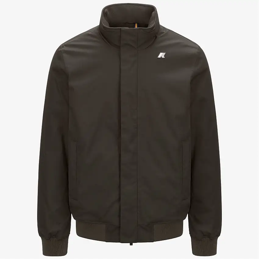 Giacca antipioggia corta da uomo in oliva nera con isolamento PrimaLoft