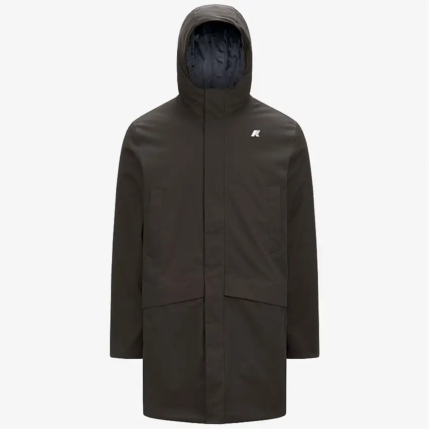 Giacca corta impermeabile da uomo in oliva nera con isolamento PrimaLoft