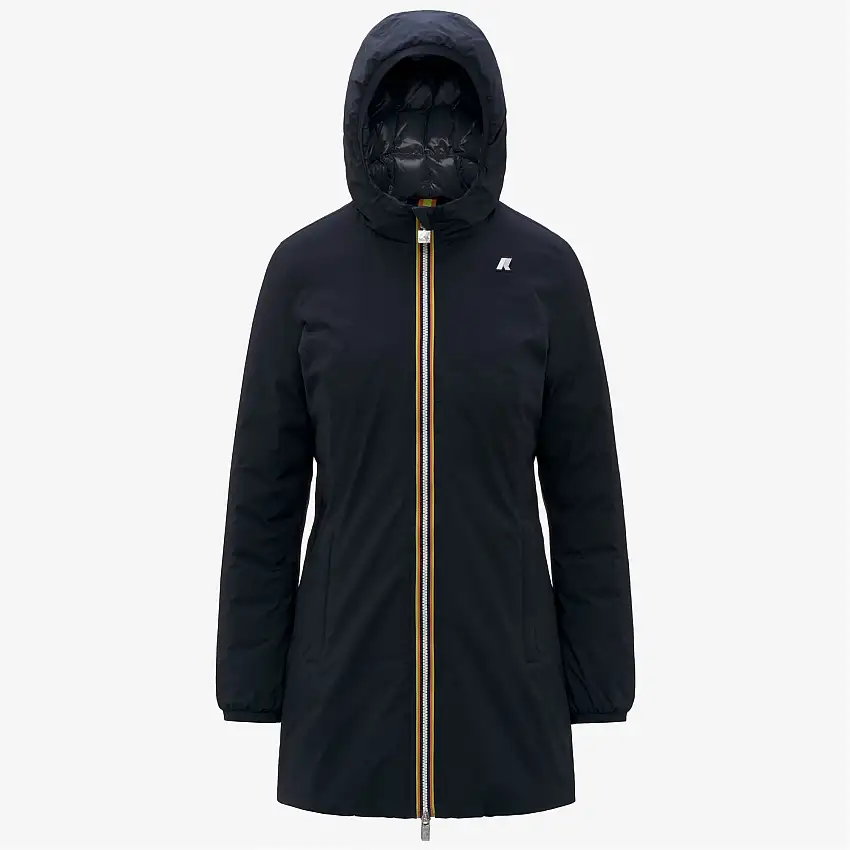 Giacca reversibile da donna blu a 3/4 di lunghezza con isolamento PrimaLoft