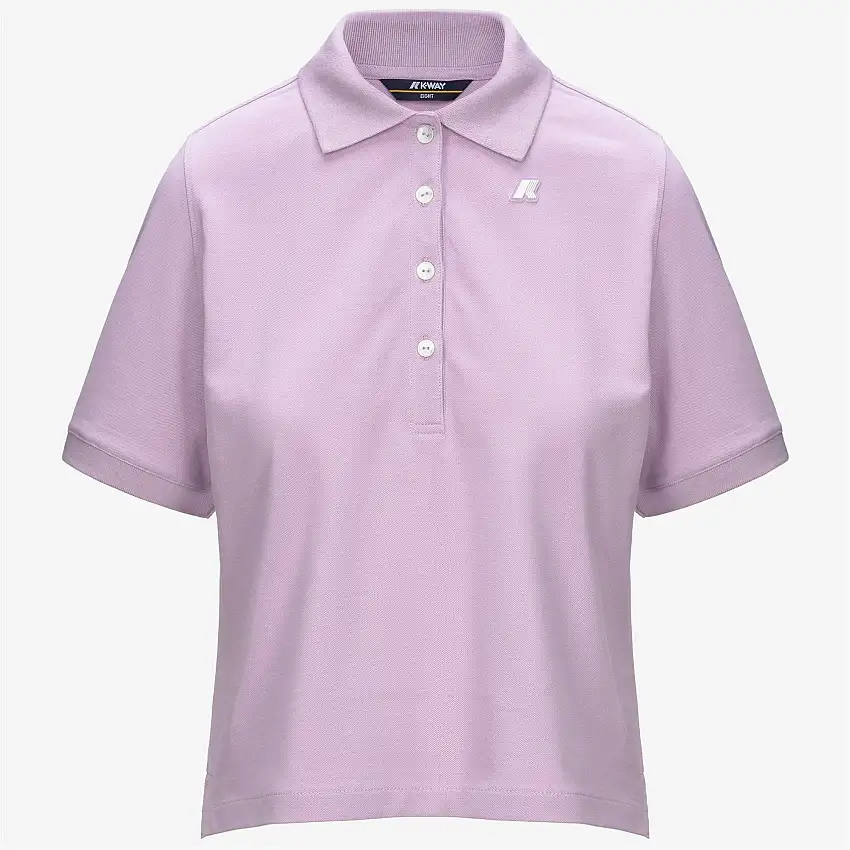 Polo da donna in piqué viola con colletto classico