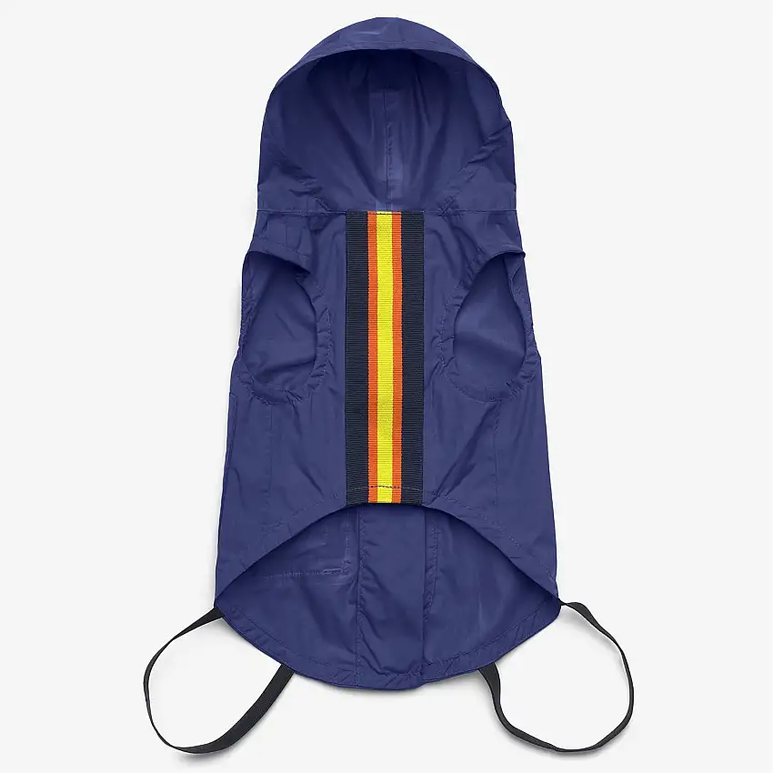 Cappotto unisex per cani blu scuro con cappuccio e caratteristiche ripiegabili