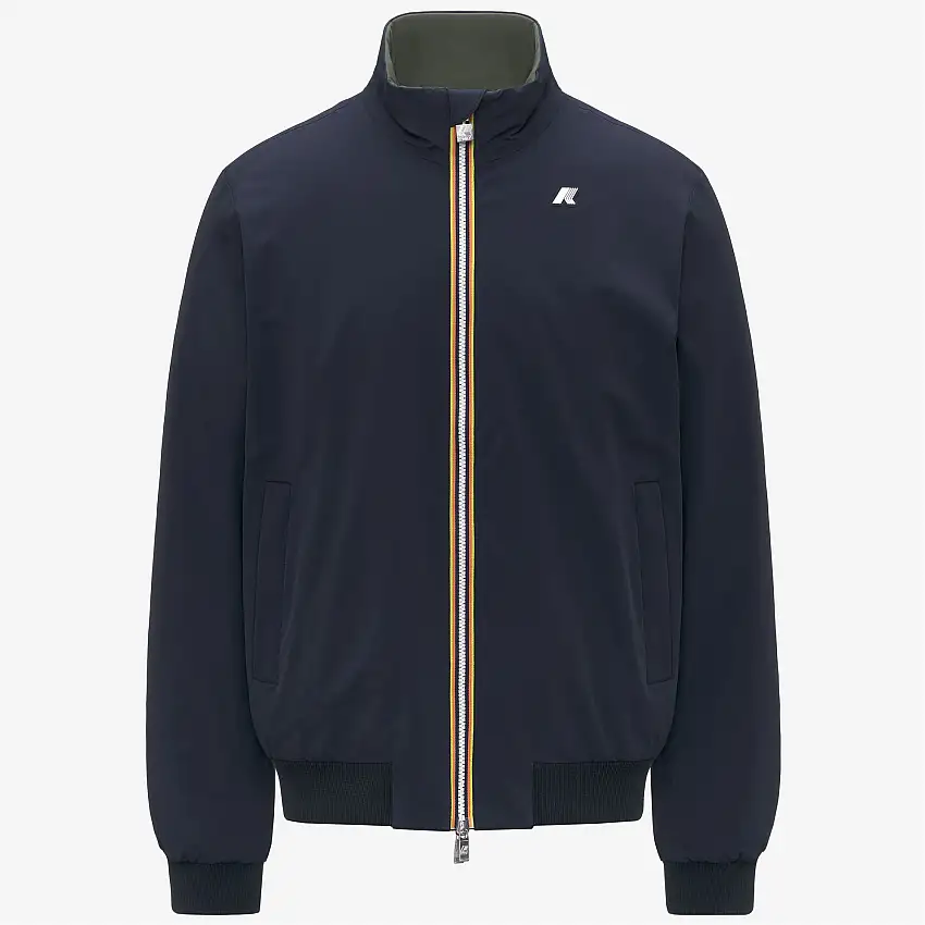 Giacca corta reversibile da uomo blu con tessuto idrorepellente