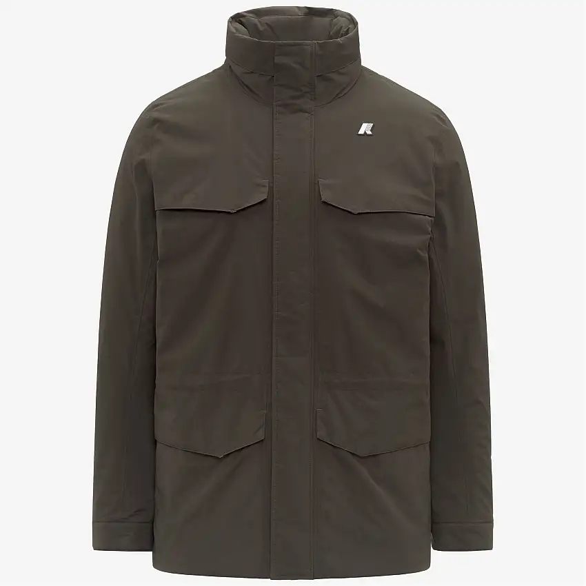 Giacca da campo impermeabile da uomo color oliva nero per le mezze stagioni