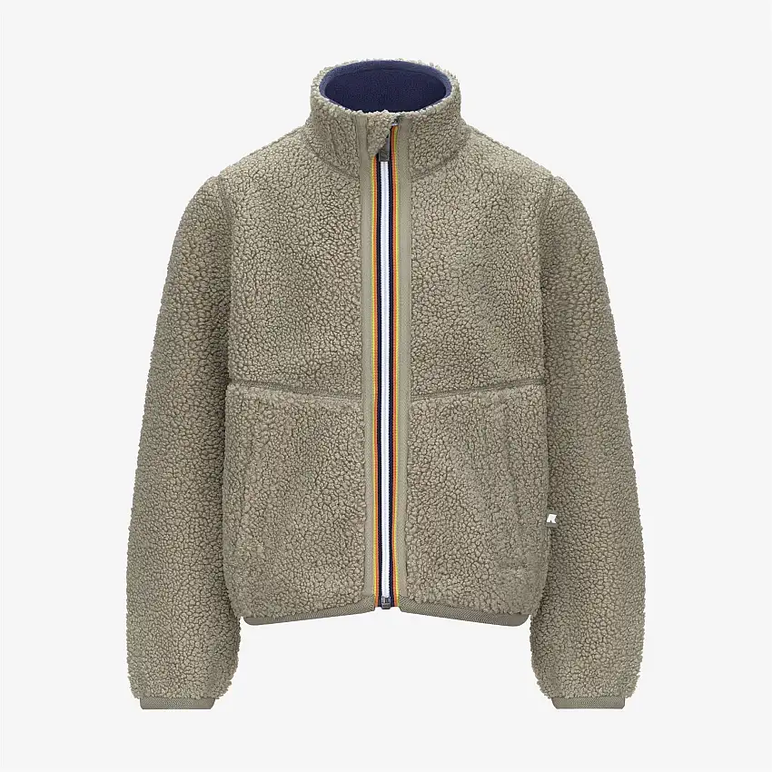 Giacca reversibile in pile Sherpa verde per bambini, per attività all'aperto