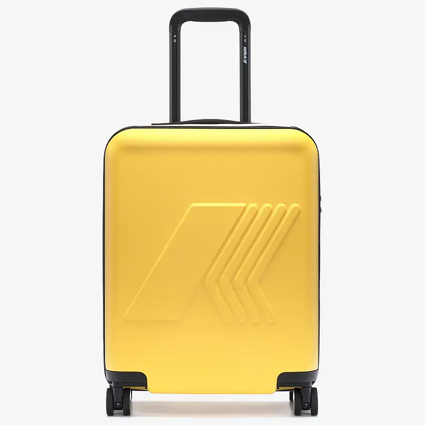 Valigia trolley rigida unisex gialla con ruote a 360°