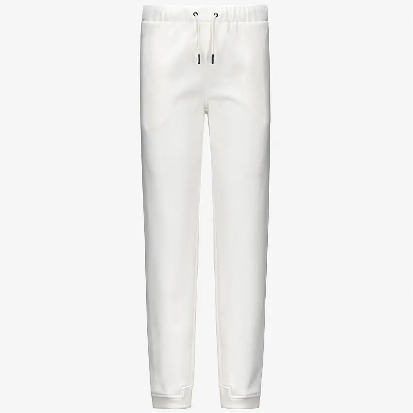 Pantaloni sportivi unisex bianchi in cotone spazzolato per attività all'aperto